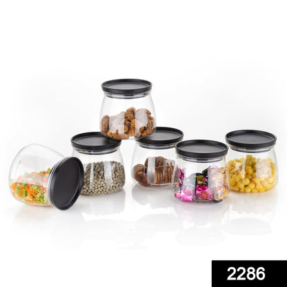 (set of 6) 2286 Matka Shaped Jar with Air Tight & Leak Proof Lid
