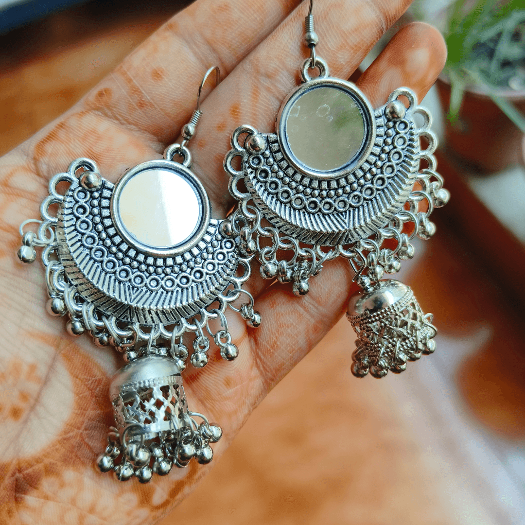 Radiant Reflections: Grand Jhumka Earrings - Bilzz.in