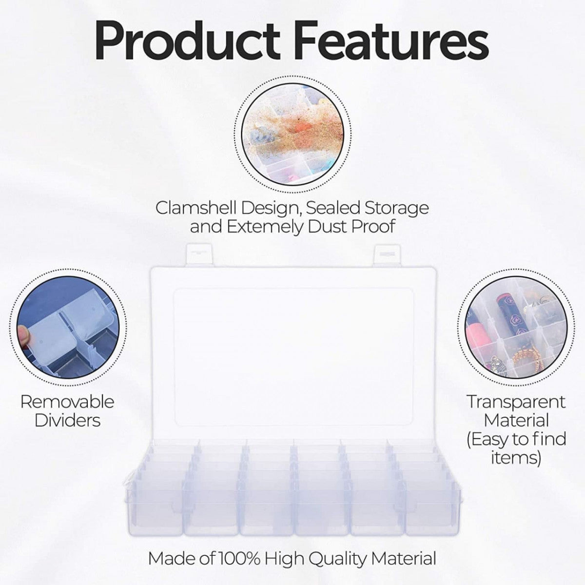 36 GRID COMPARTMENT PLASTIC STORAGE CONTAINERS