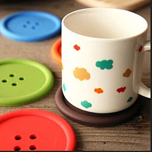 [Pack Of 5] Button Coasters Coffee Mat Pads Place Mat Holder Tea Cup Cushion