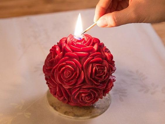 Rose Ball Candles Set of 6 Small Size