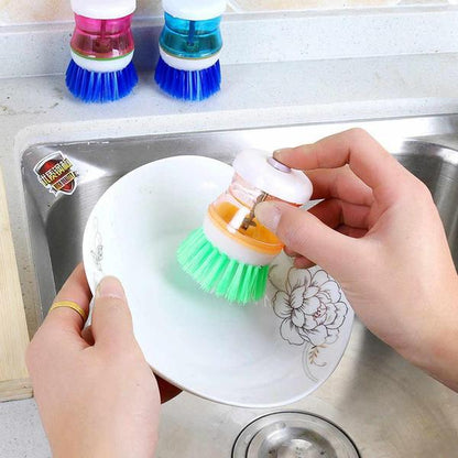 0159 Plastic Wash Basin Brush Cleaner with Liquid Soap Dispenser (Multicolou