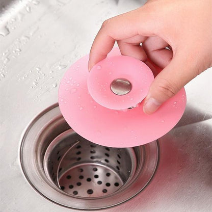 1163 Creative 2-in-1 Silicone Sewer Sink Sealer Cover Drainer (multicolour)