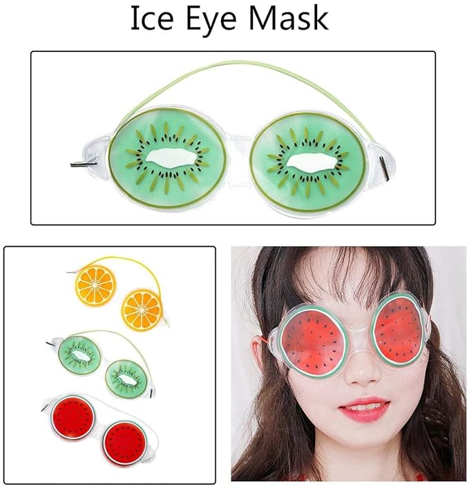 Cute Hot/Cold Fruit Eye Mask Relieves Tired Swollen Dry Eyes Fruit Themed Gel Eye Masks (multi design)