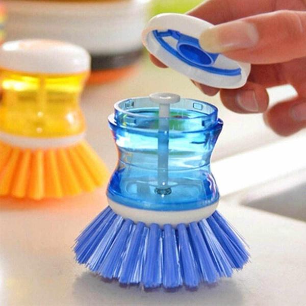 0159 Plastic Wash Basin Brush Cleaner with Liquid Soap Dispenser (Multicolou