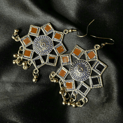 Stellar Cascade: Multi-Star Jhumka Earrings - Bilzz.in