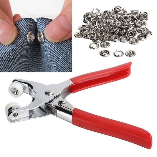 200pc Silver Button Thickened Snap Fasteners Kit Metal Copper Five Claw Buckle Set with Hand Pressure Pliers Tool DIY Sewing Buttons Set for Clothing Sewing and Crafting(only Silver Button)
