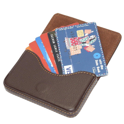 Pocket Sized Stitched PU Leather Credit Card Holder Visiting Business Card Case Wallet with Magnetic Shut for Men & Women (10 x 6 x 1.6 cm)(Multi Design & Colour))