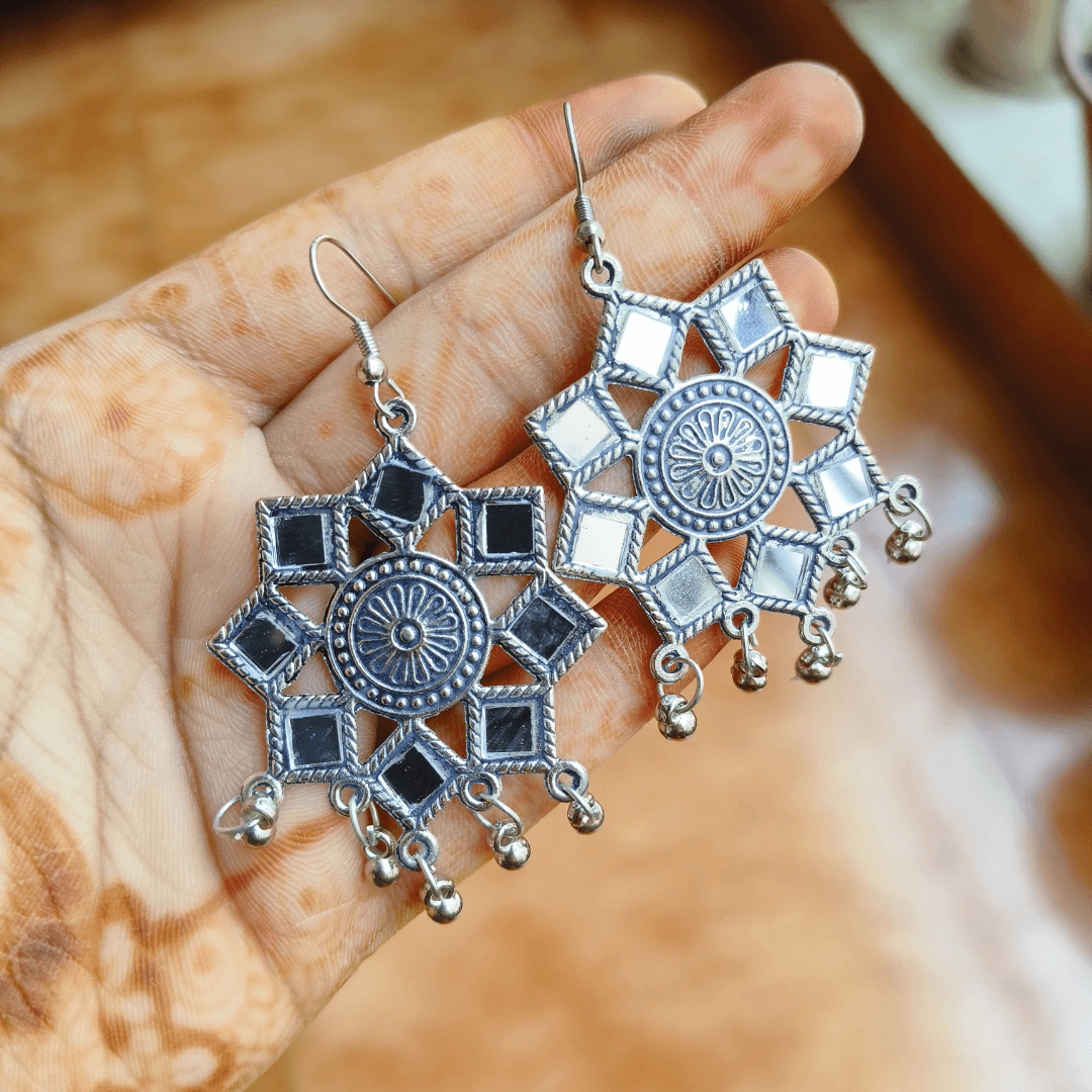 Stellar Cascade: Multi-Star Jhumka Earrings - Bilzz.in