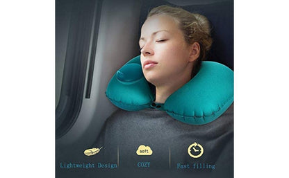 Inflatable Travel Neck Pillow Air Pump Comfortable U-Shape Headrest Support