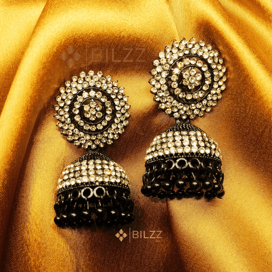 Sparkling Black Jhumka Earrings: For All Occasions - Bilzz.in
