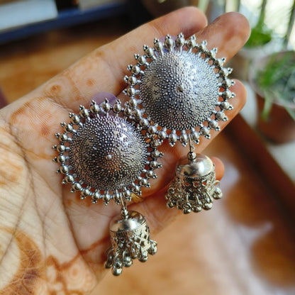 Set of 10 Silver Ethnic Jhumka Earrings - Bilzz.in