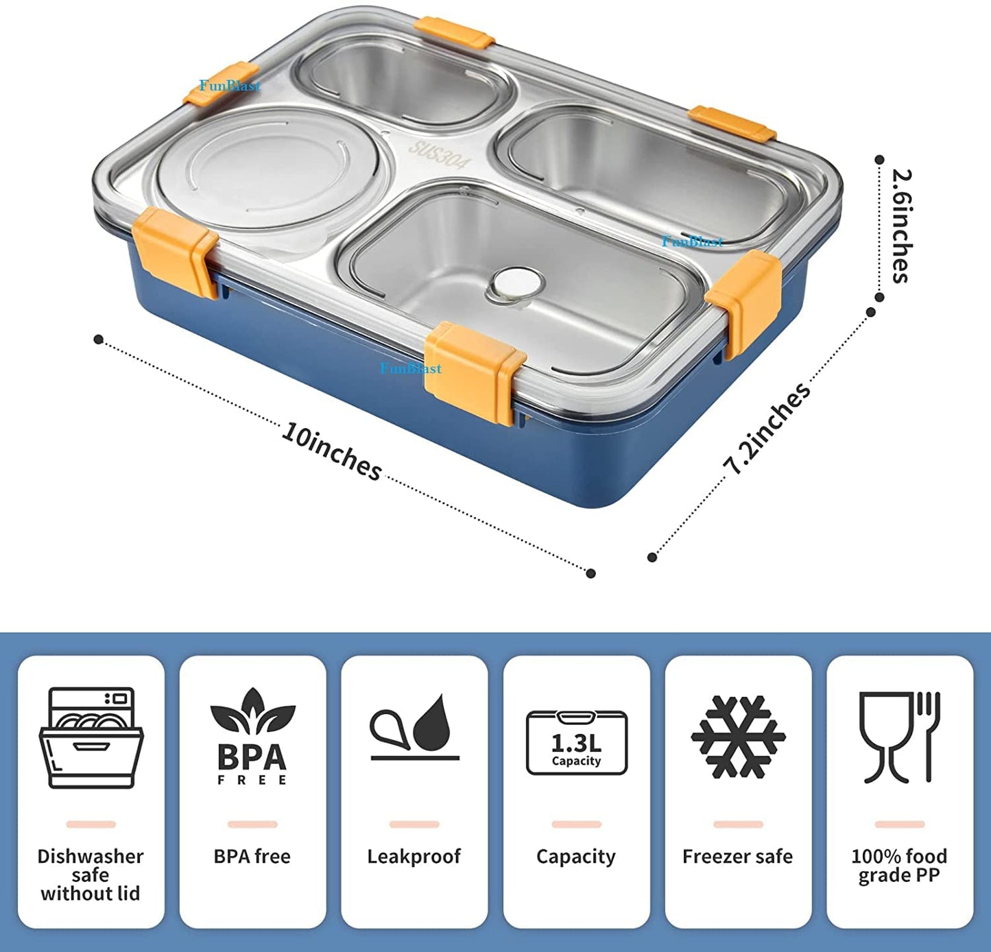 Stainless Steel Lunch Box with Spoon and Fork, for Office Women and Men & kids