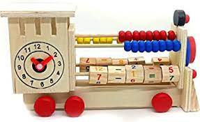 DDB53 WOODEN CLOCK COUNTING BEADS PULL TOY FOR ECO FRIENDLY