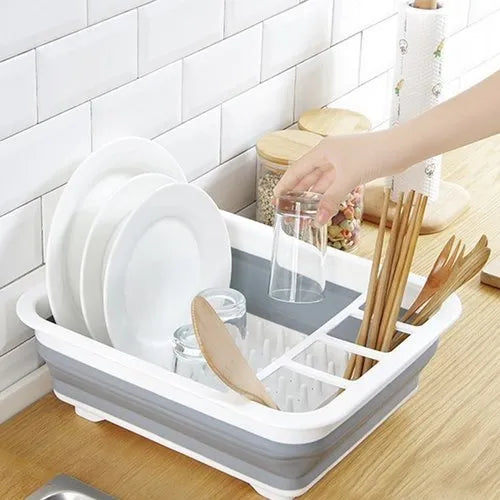 4668 SILICONE PLASTIC FOLDING COLLAPSIBLE DURABLE KITCHEN SINK DISH RACK