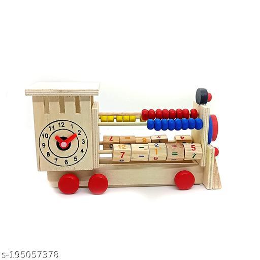 DDB53 WOODEN CLOCK COUNTING BEADS PULL TOY FOR ECO FRIENDLY